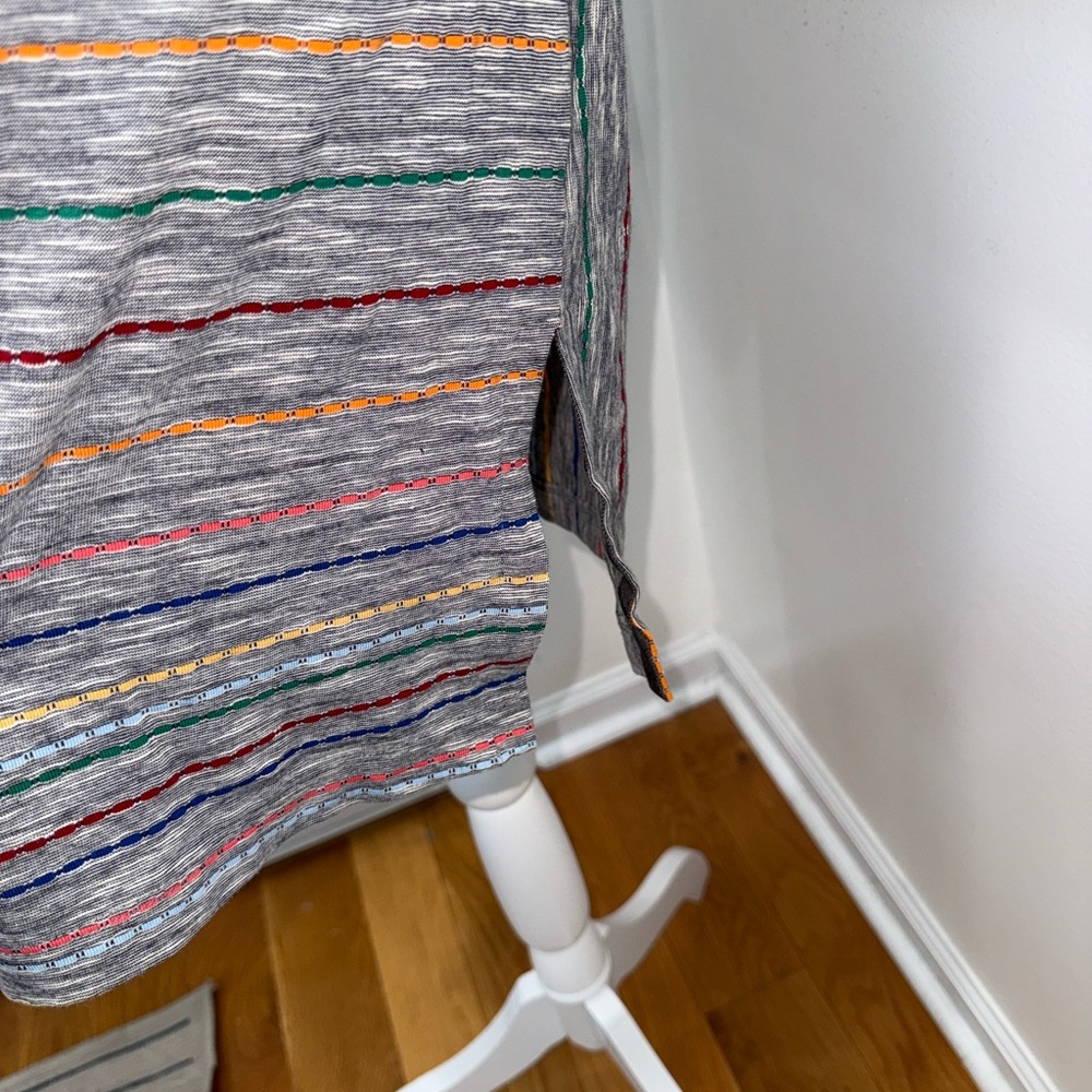 Source Unknown Gray Multicolor Striped Midi Dress - image 5